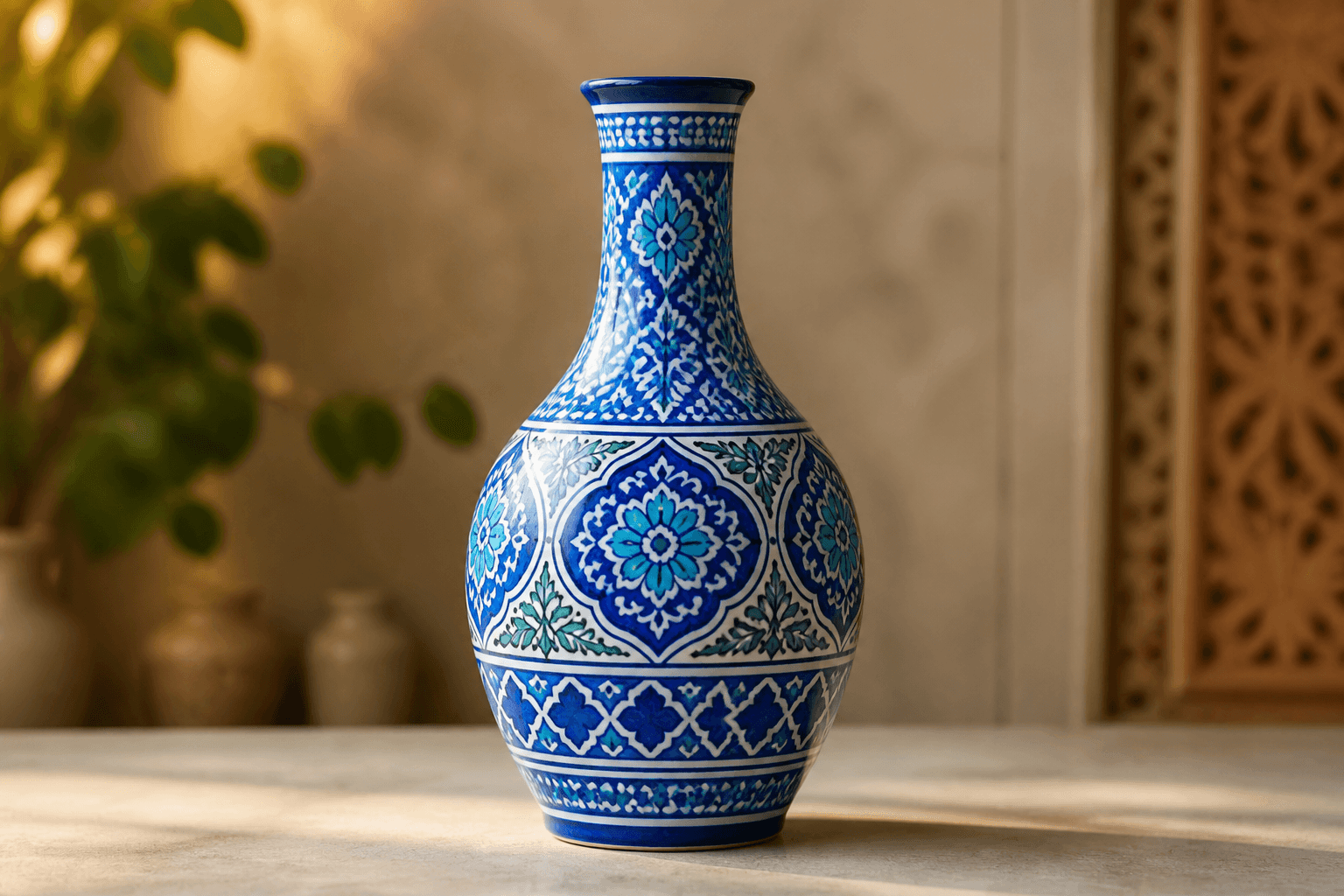 Multani Blue Pottery Bottle Vase